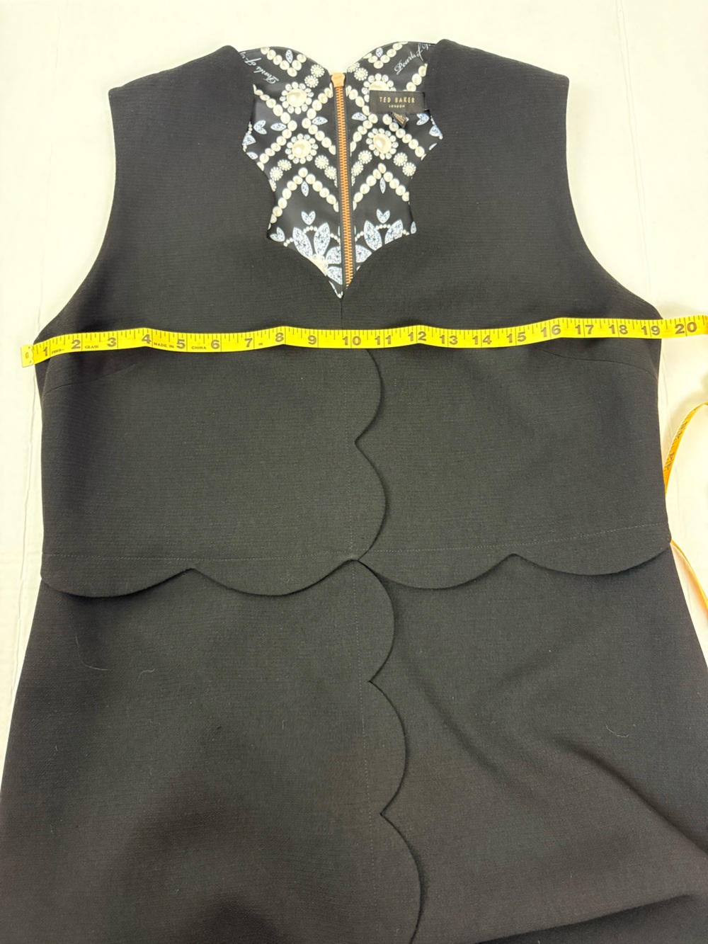 Ted Baker Black Scallop-Edge Sleeveless Midi Dress Size 4 / US 10 - Picture 6 of 11